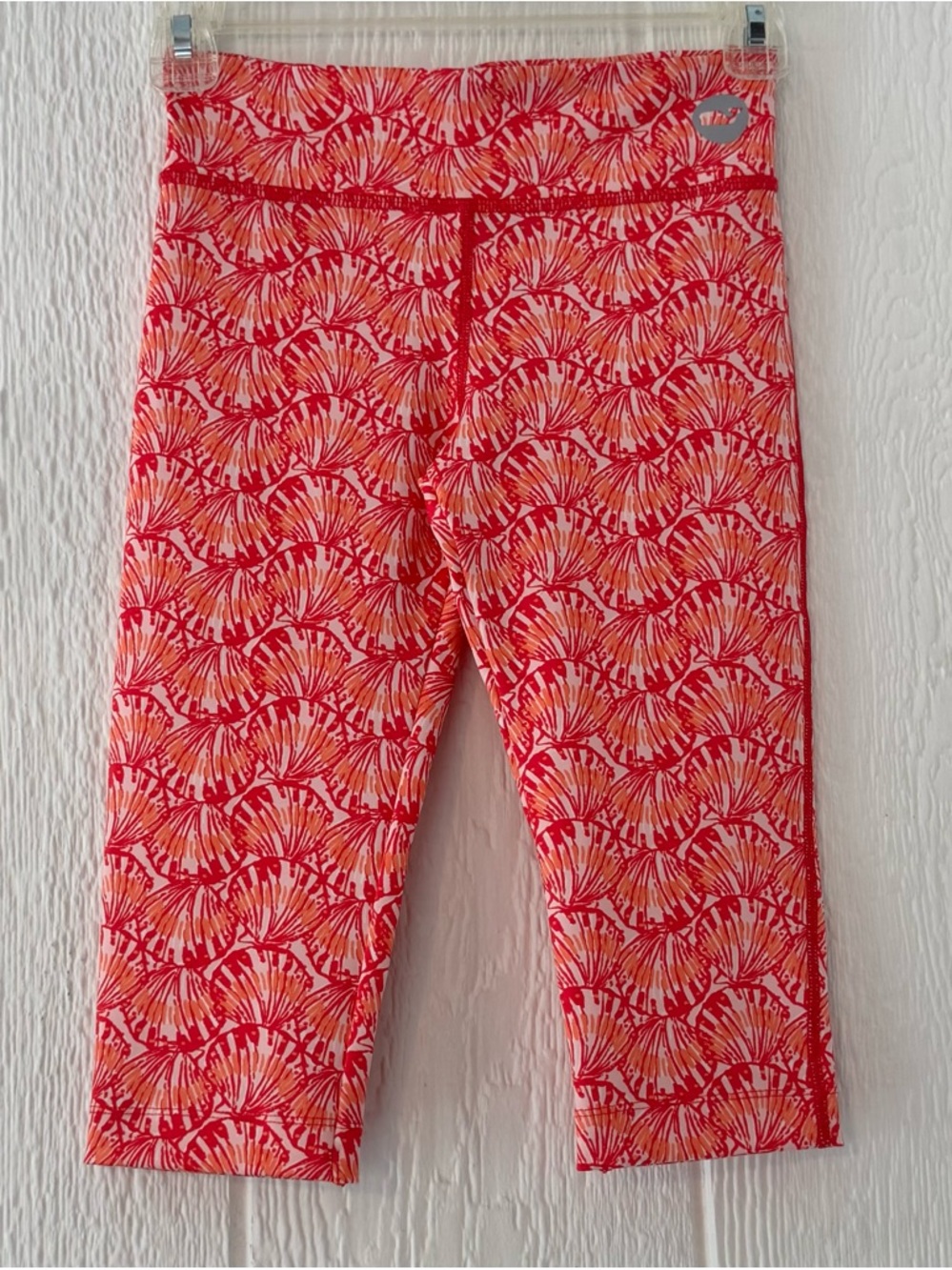 Vineyard Vines Girls Leggings Size Small Pink Orange Shell Print